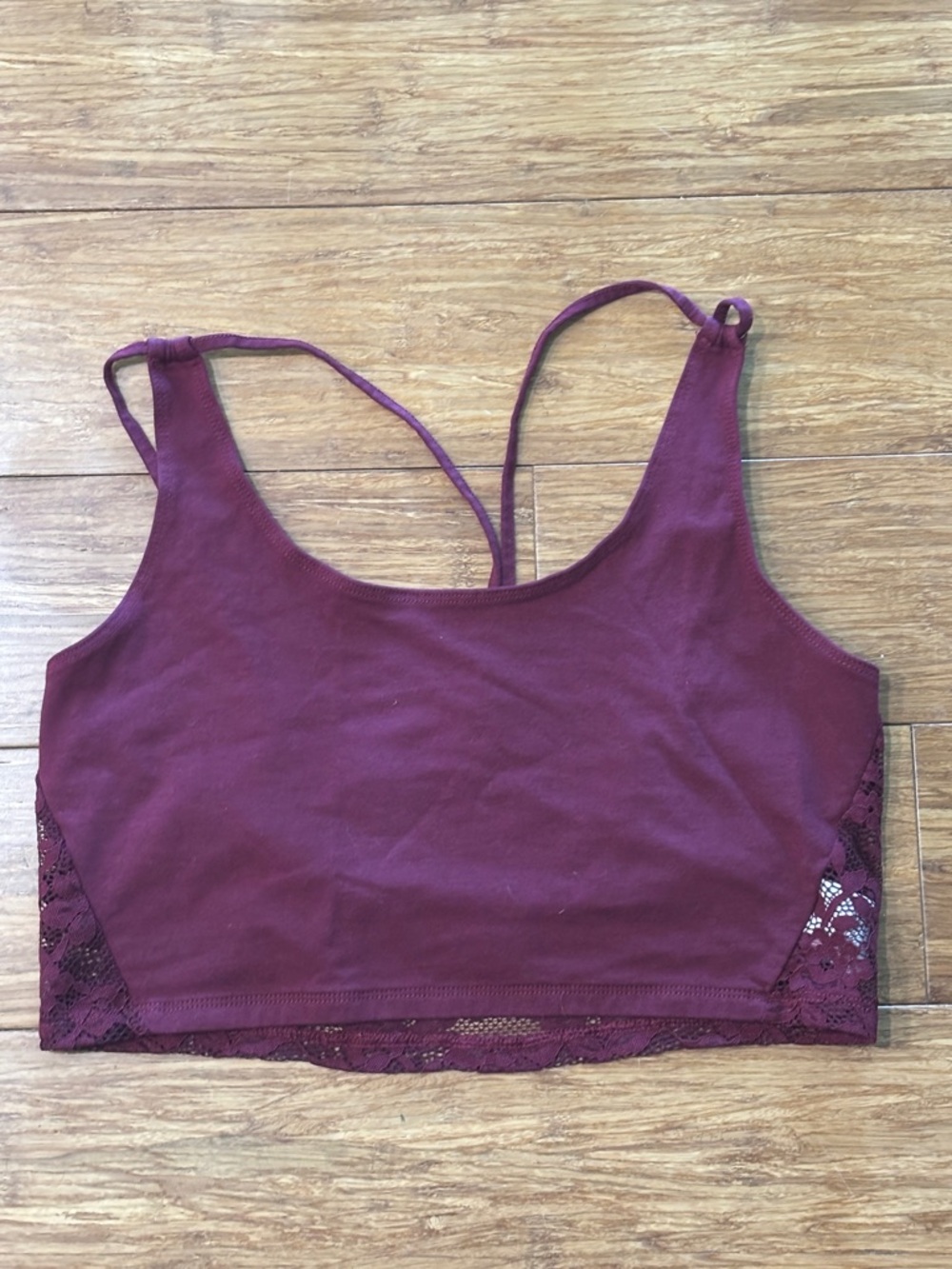 American Eagle Lace Bralette Crop Top Burgundy Convertible Straps Size L